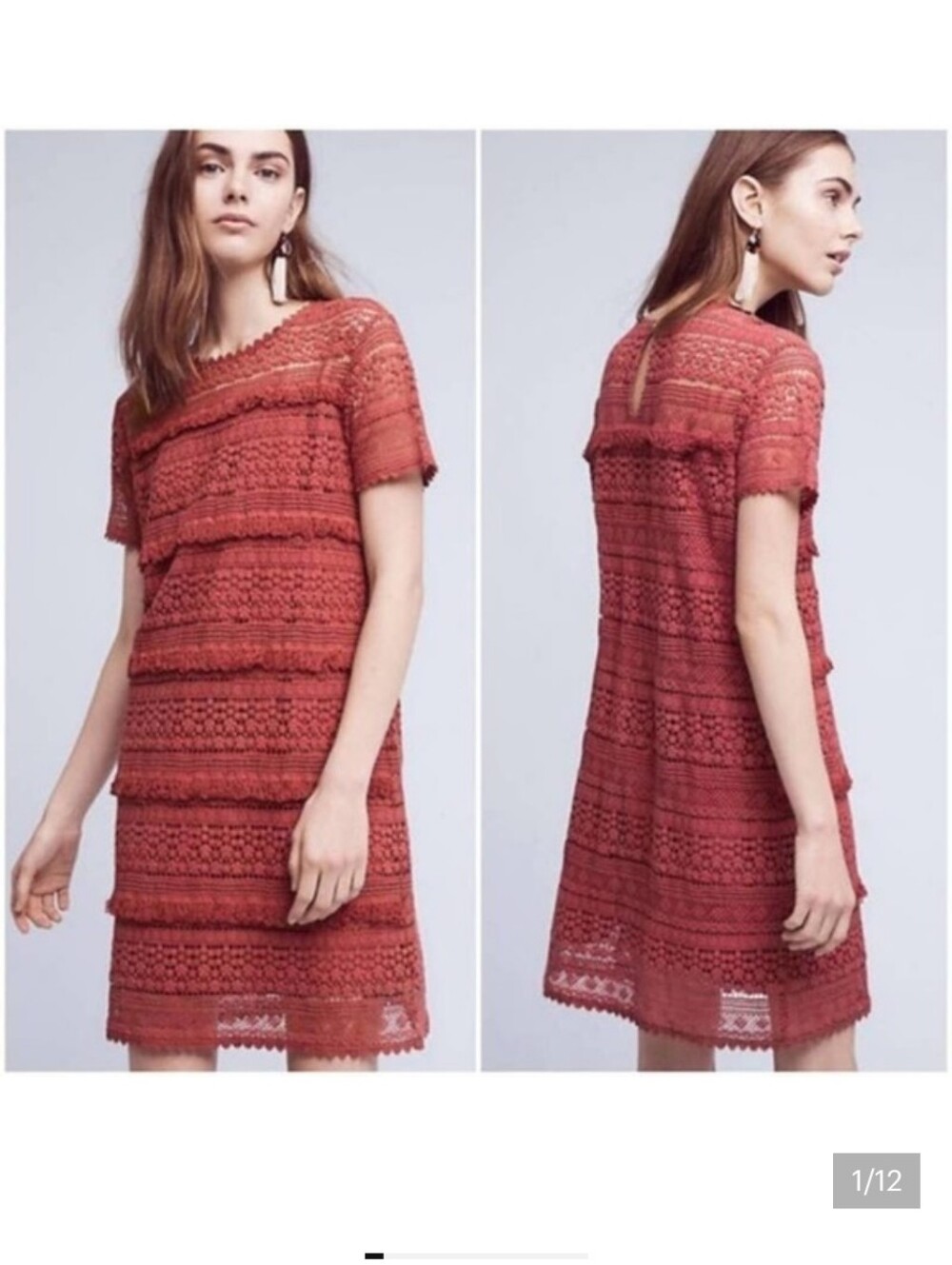 NWT Anthropologie Zero to Sky Crochet Lace Eyelet Dress Rose XL